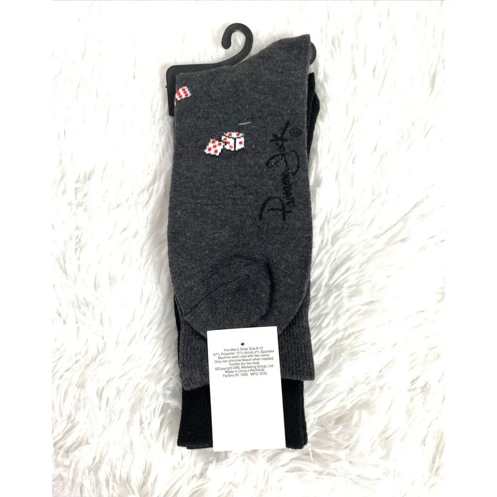 Panama Jack Novelty Socks Men's Martini Gambler 2 Pack Black Charcoal Shoe 8-12